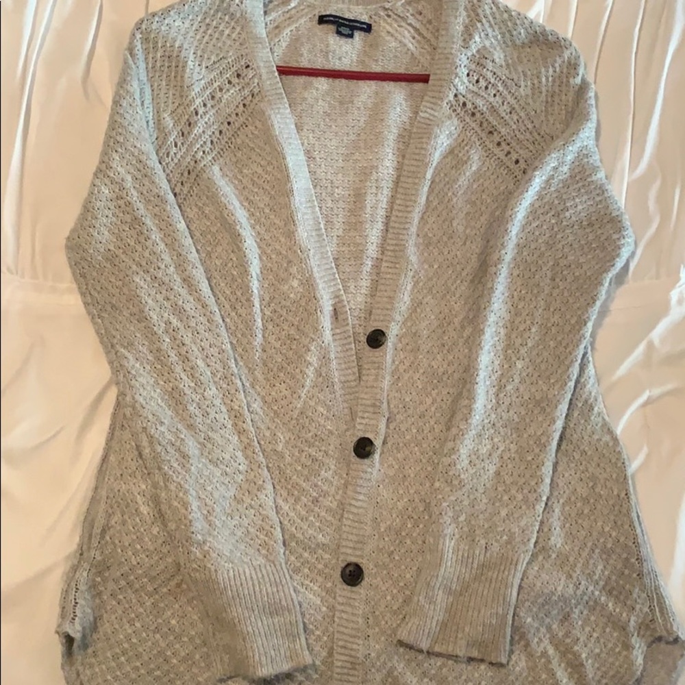 American Eagle light weight gray cardigan.